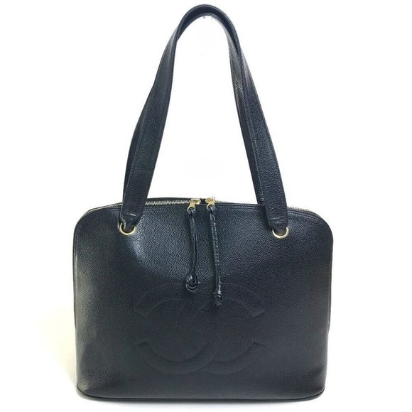 CHANEL vintage CC Mark Tote Bag Shoulder Bag Caviar Leather Black/GoldHardware - Picture 1 of 16